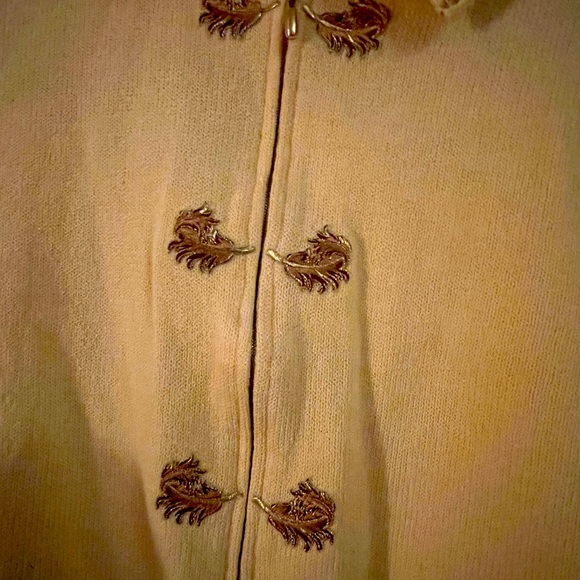 St. John sport black lable yellow zip up sweater with feather detail - Picture 3 of 4